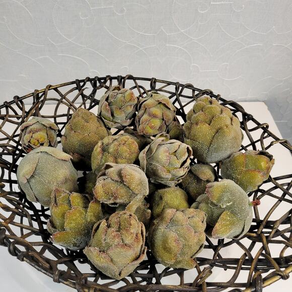 Vintage‎ Faux Artichokes Green Crystallized Farmhouse Kitchen Decor 21 pcs - Picture 5 of 11